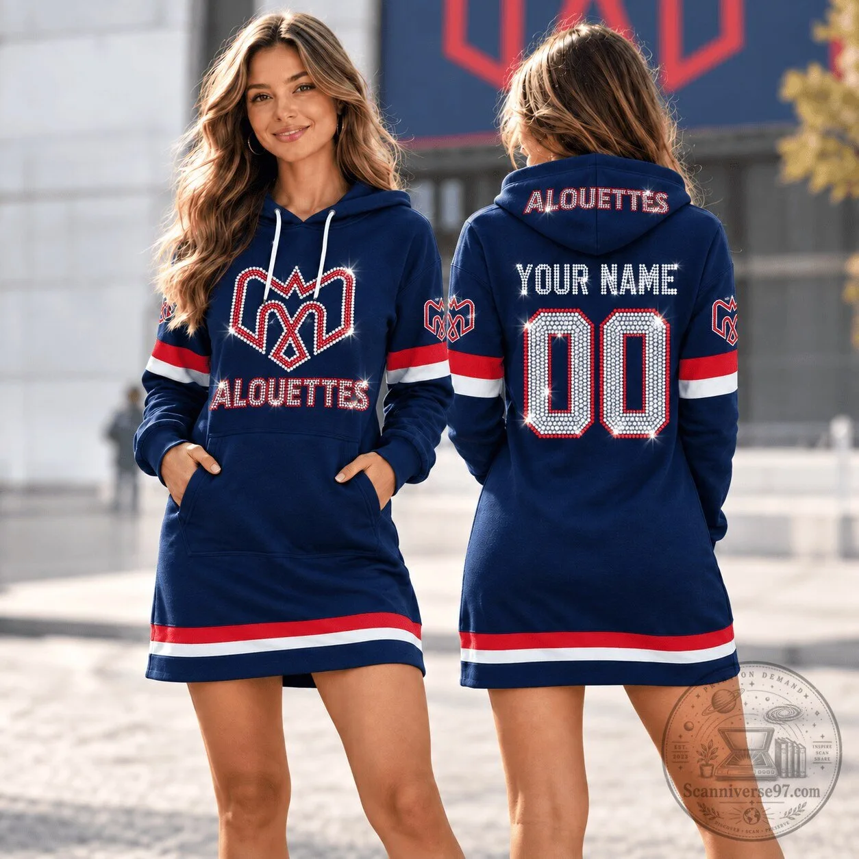 Montreal Alouettes Canadian Football League Hoodie Dress Custom Name Number