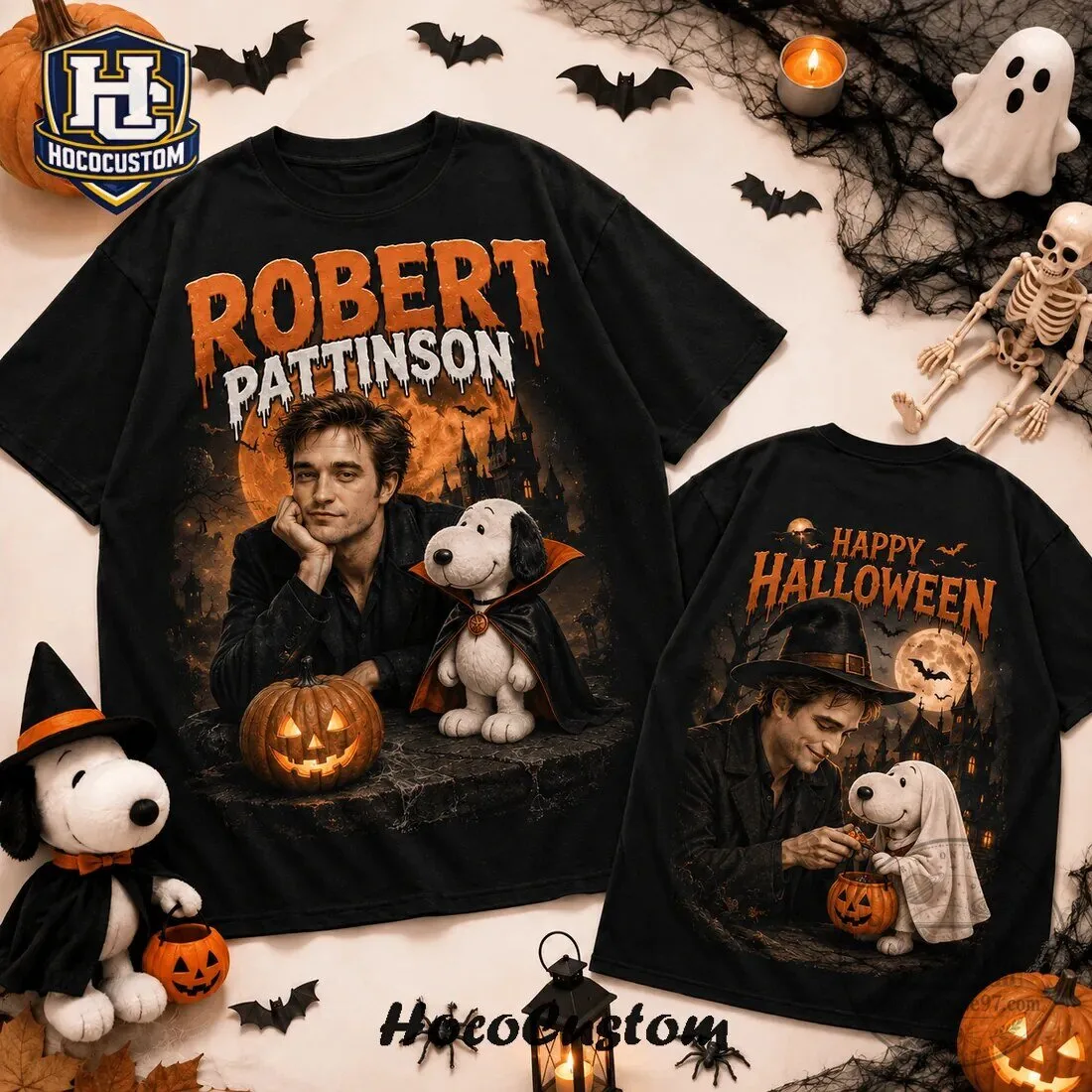 Robert Pattinson Halloween Snoopy Vampire Black T-Shirt