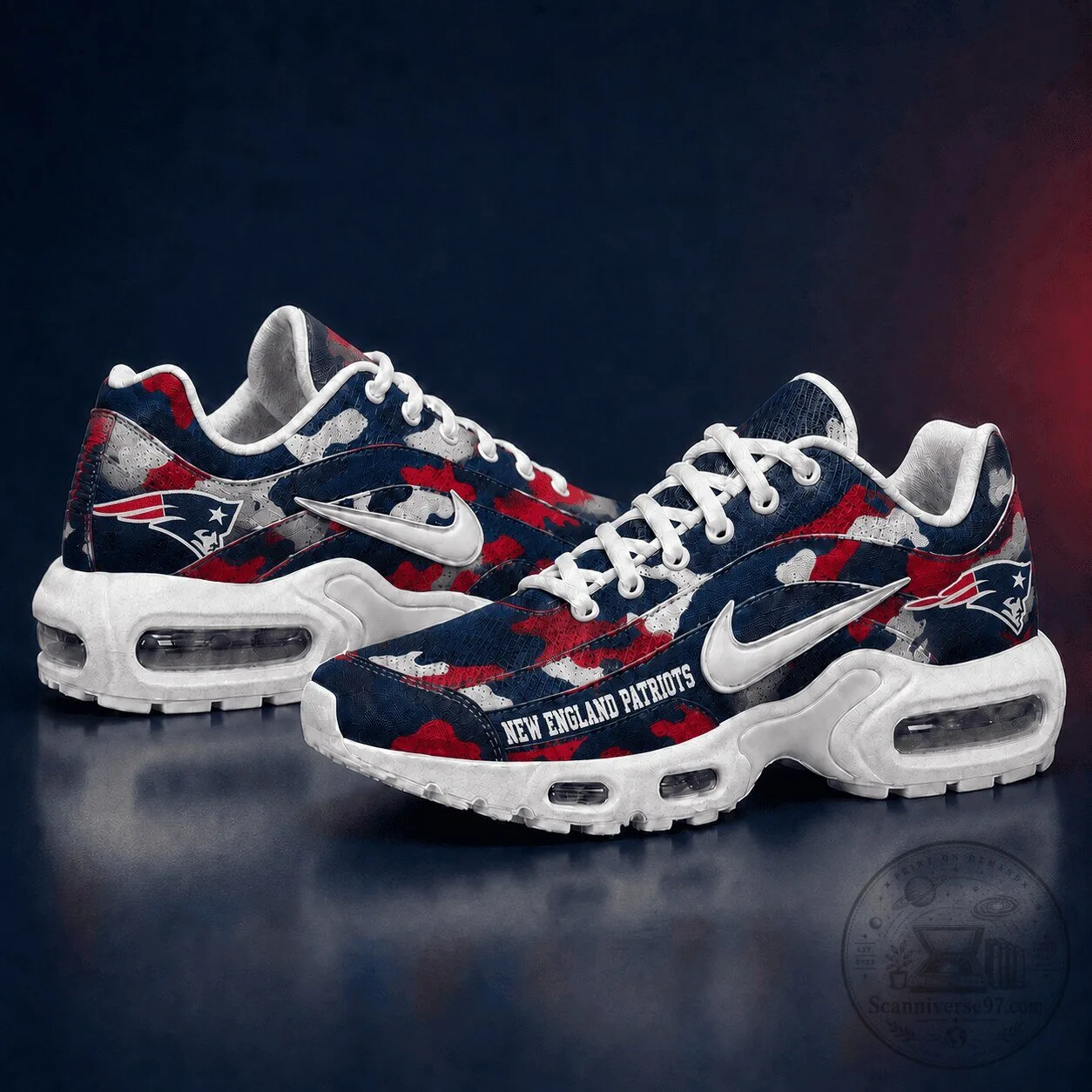New England Patriots Camouflage Pattern Team Logo Athletic Shoes