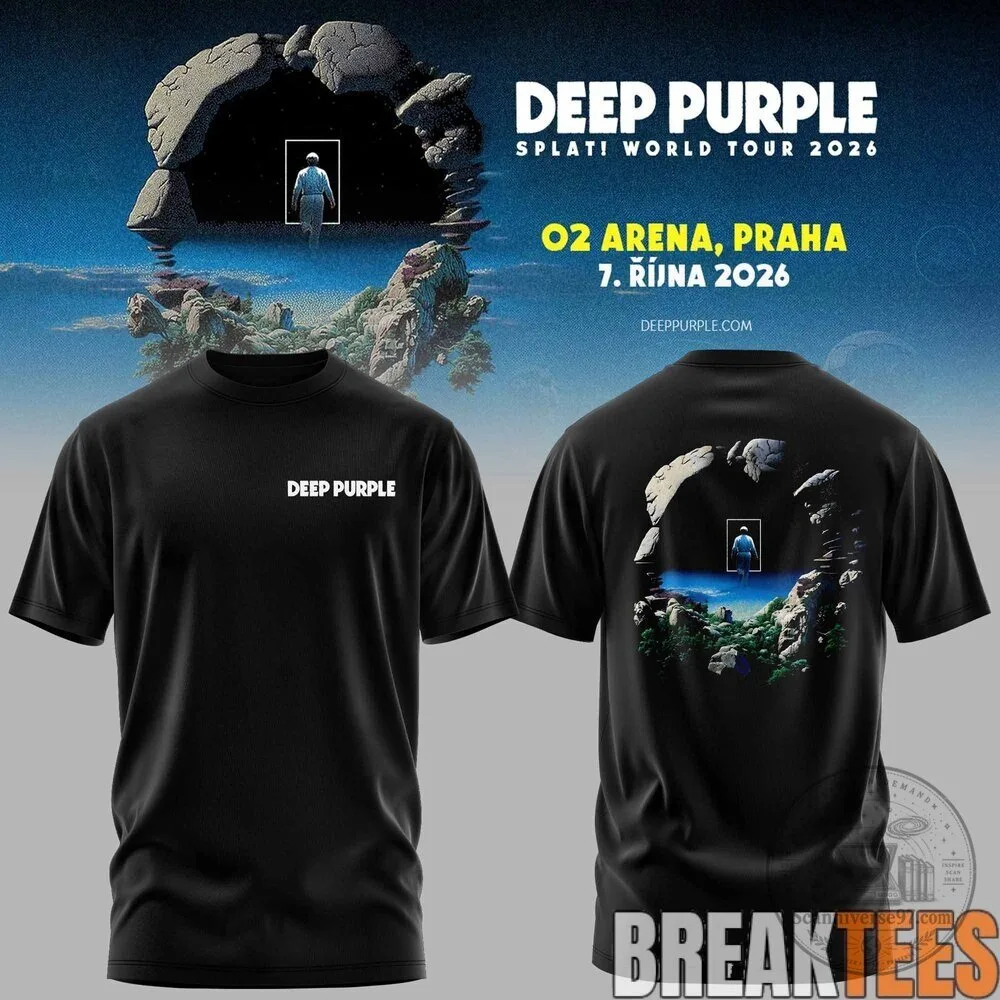 Deep Purple Splat World Tour 2026 O2 Arena Praha Black T-Shirt