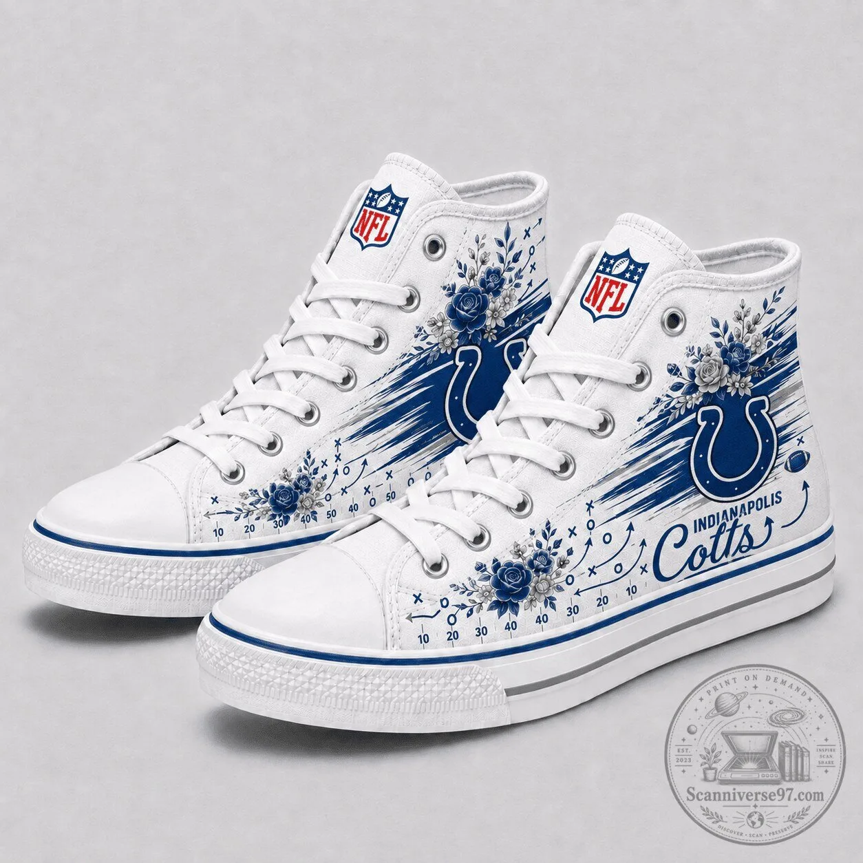Indianapolis Colts NFL Football Team High Top Sneakers for Women
