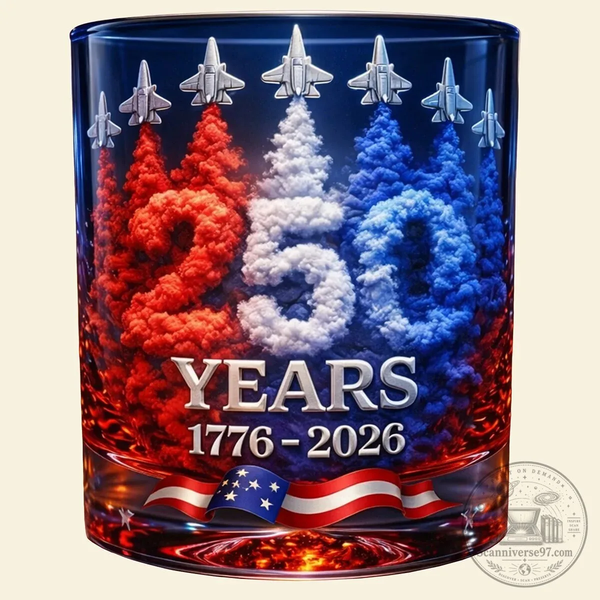 Patriotic 250 Years 1776-2026 American Anniversary Whiskey Drinking Glass 5 Patriotic 250 Years 1776-2026 American Anniversary Whiskey Drinking Glass