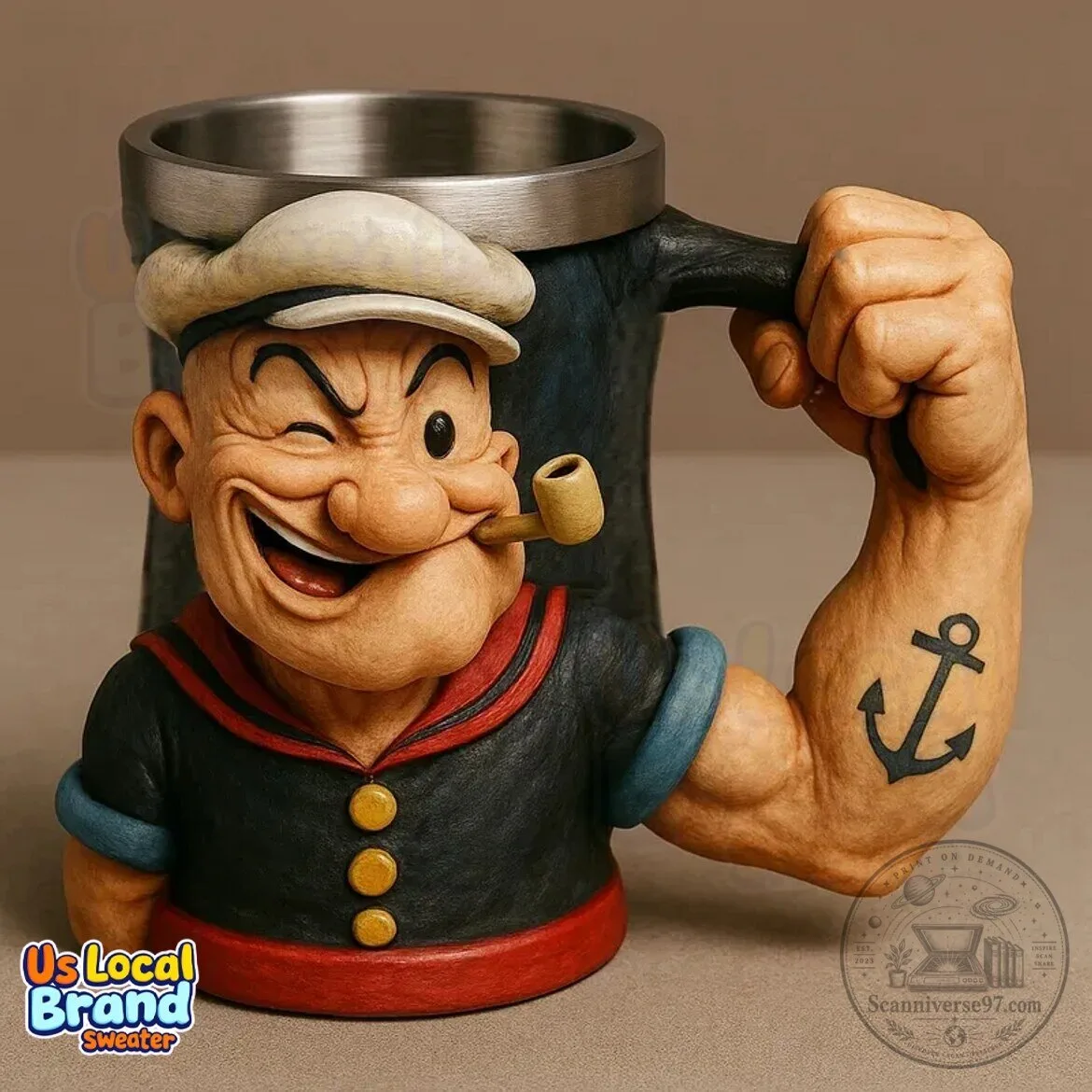 Popeye the Sailor Man Winking Cartoon Character Coffee Mug