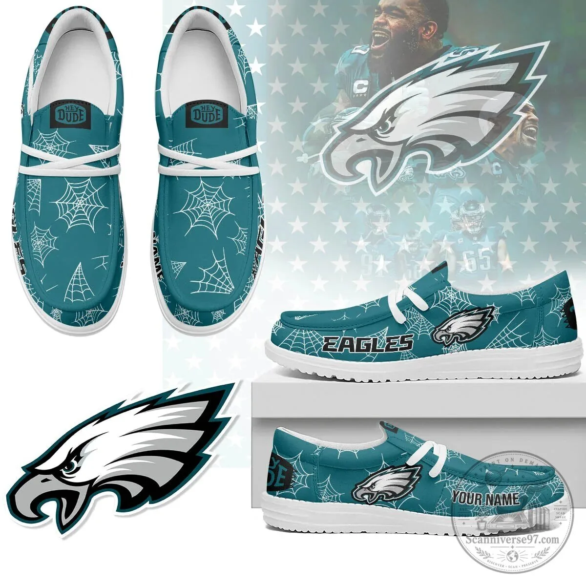 Philadelphia Eagles Halloween Skeleton Pattern Shoes 5 Philadelphia Eagles Halloween Skeleton Pattern Shoes