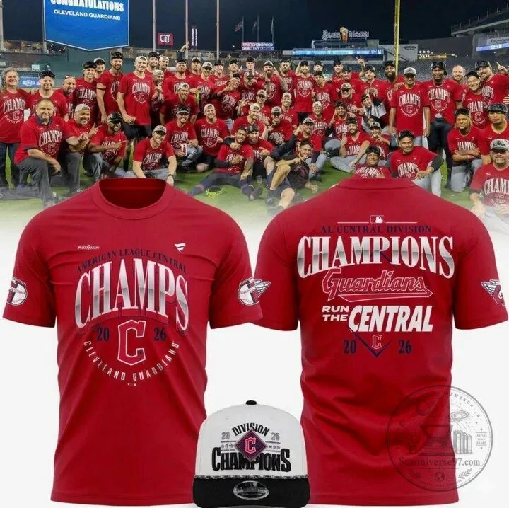 Cleveland Guardians 2026 American League Central Division Champions Red T-Shirt