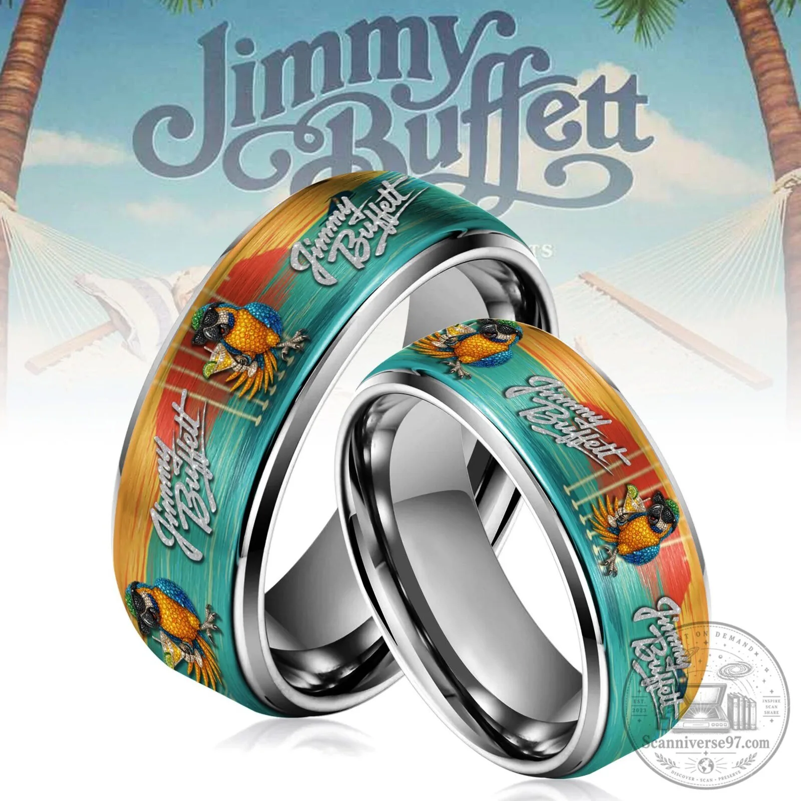 Jimmy Buffett Parrot Head Tropical Beach Ring