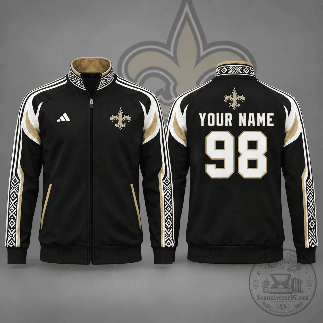 New Orleans Saints Personalized Team Nordic Zip Up Track Jacket 1 New Orleans Saints Personalized Team Nordic Zip Up Track Jacket