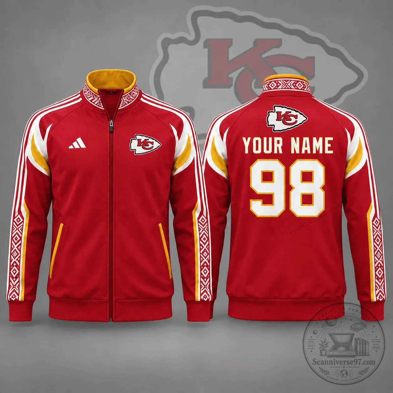 Kansas City Chiefs Personalized Team Nordic Zip Up Track Jacket