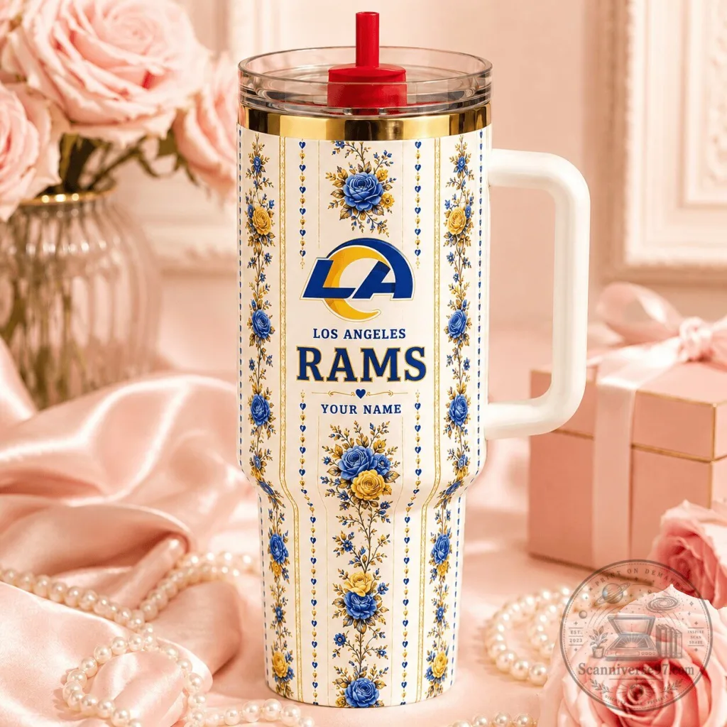 Los Angeles Rams NFL Floral Pattern Insulated Straw Tumbler with Handle 23 Los Angeles Rams NFL Floral Pattern Insulated Straw Tumbler with Handle