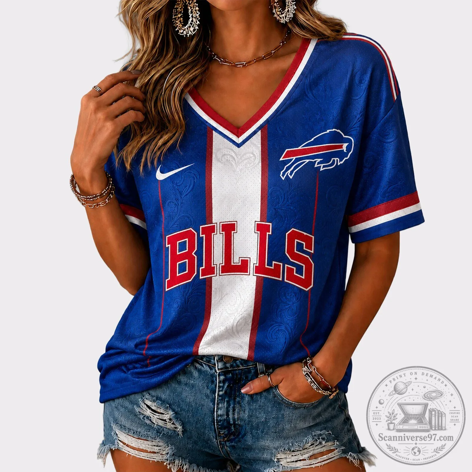 Buffalo Bills NFL Football Team V-Neck Game Day Jersey