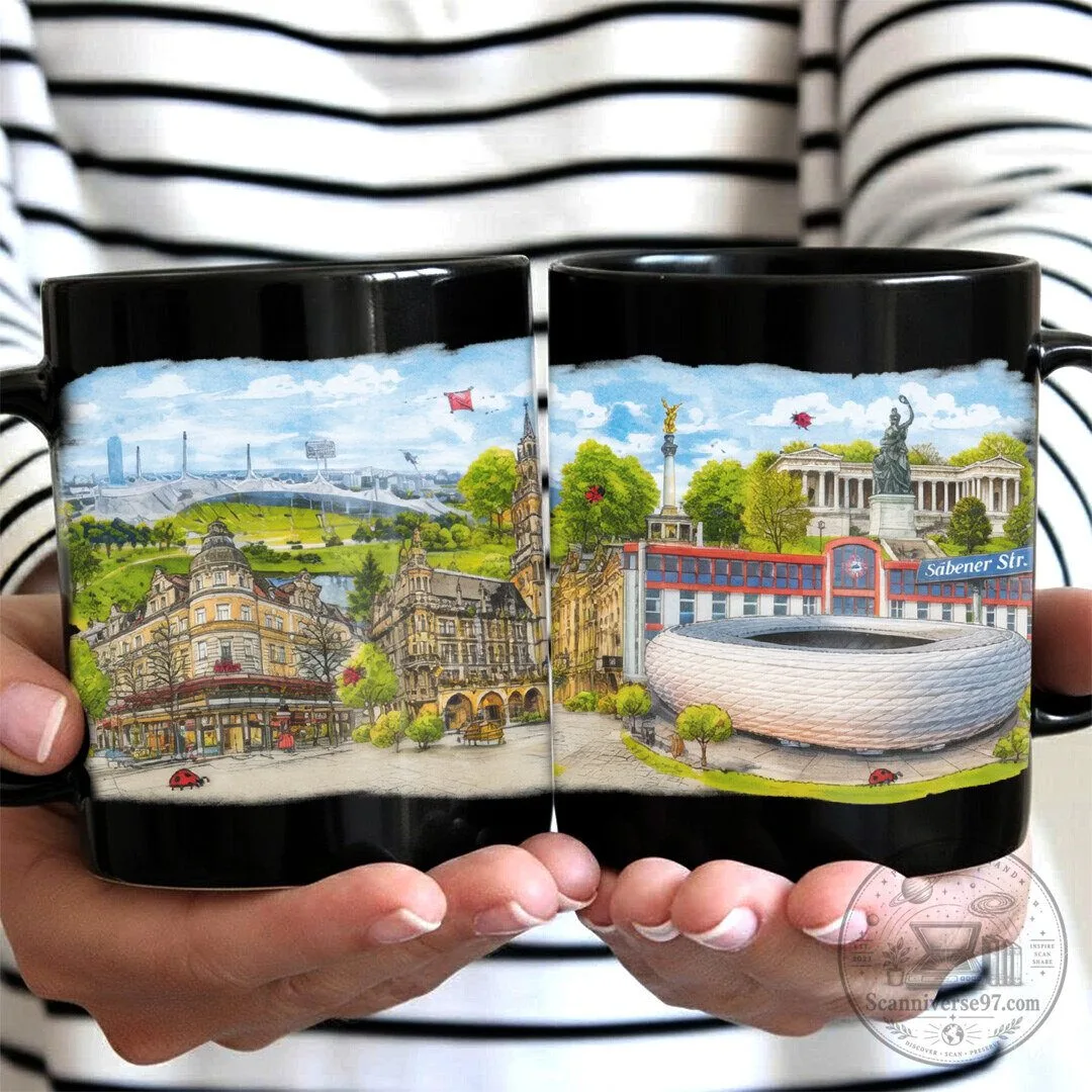 Munich Cityscape Germany Souvenir Black Ceramic Coffee Mug