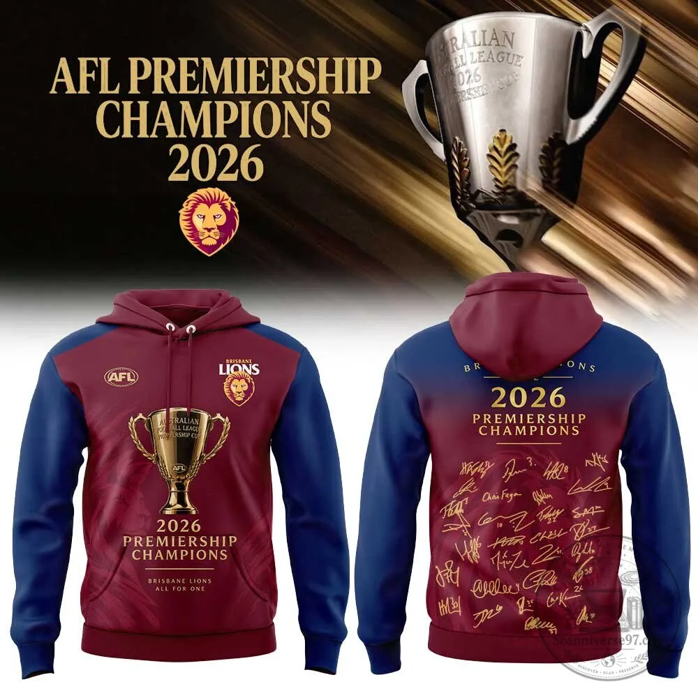 Brisbane Lions AFL 2026 Premiership Champions Maroon and Blue Hoodie