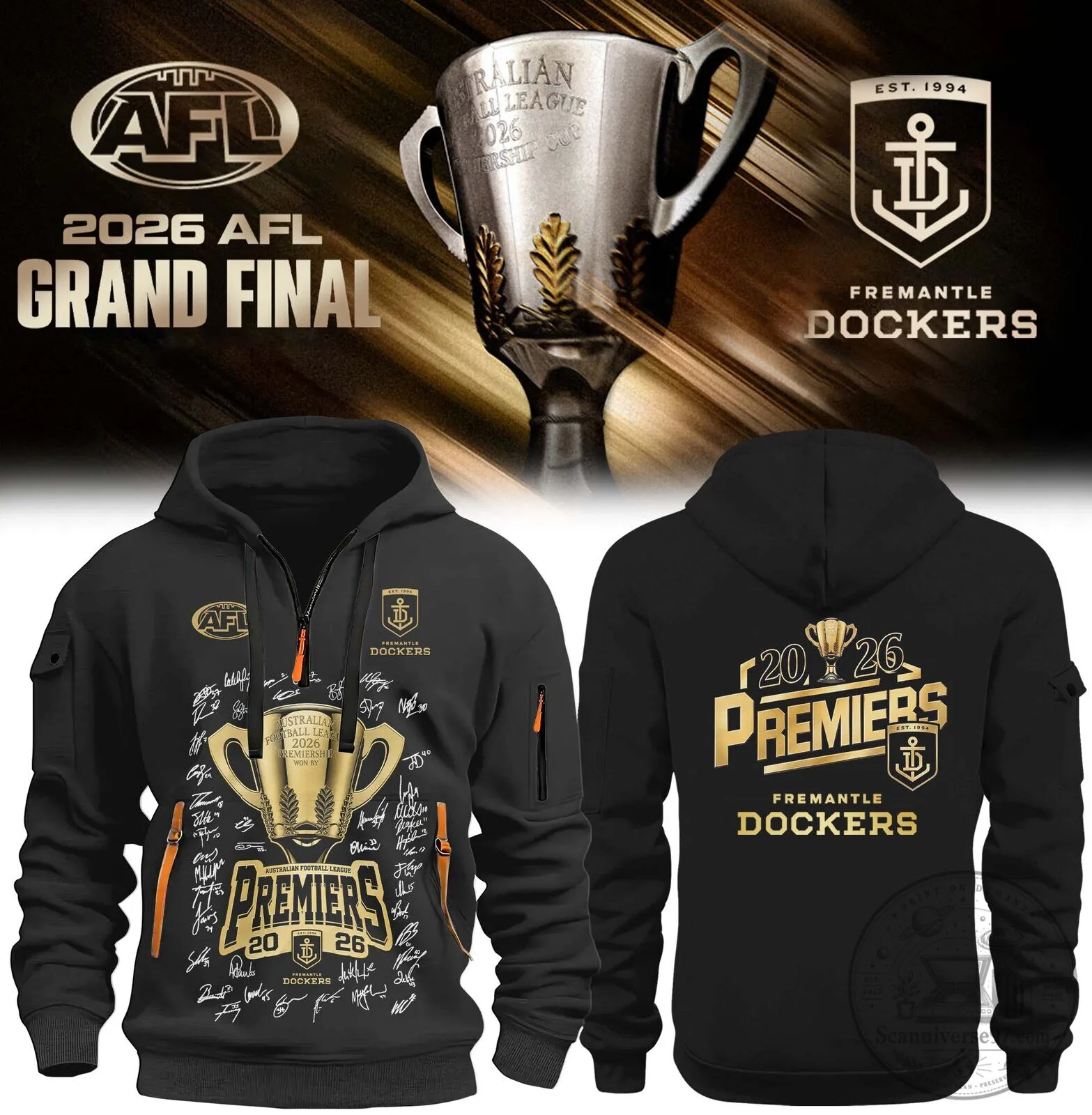 Fremantle Dockers Australian Football League 2026 Premiers Half-Zip Hoodie