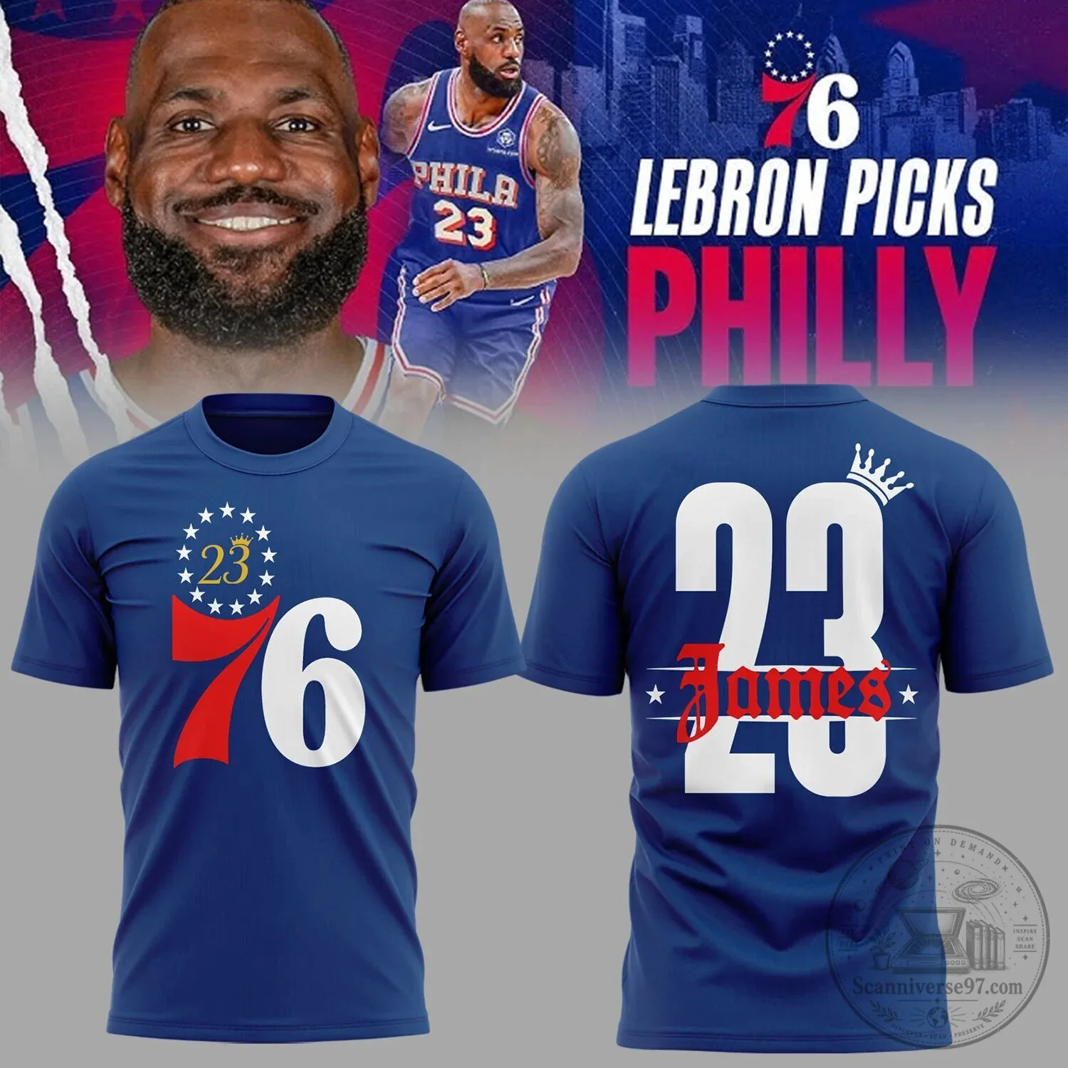 Philadelphia Sixers LeBron James Number 23 Fan T-Shirt