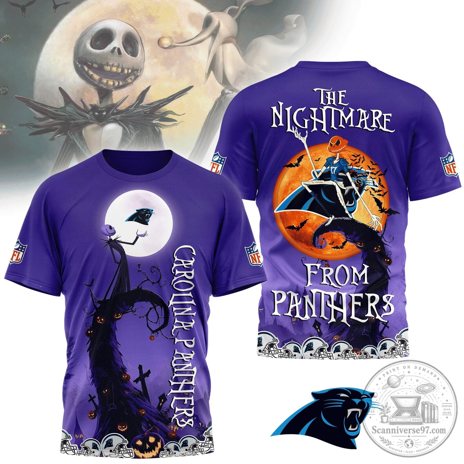 Carolina Panthers The Nightmare Before Christmas Halloween T-Shirt