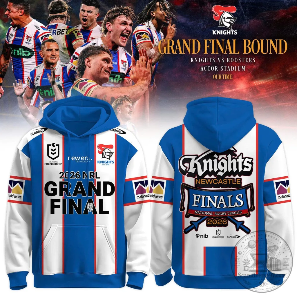 Newcastle Knights 2026 National Rugby League Grand Final White and Blue Hoodie Newcastle Knights 2026 National Rugby League Grand Final White and Blue Hoodie