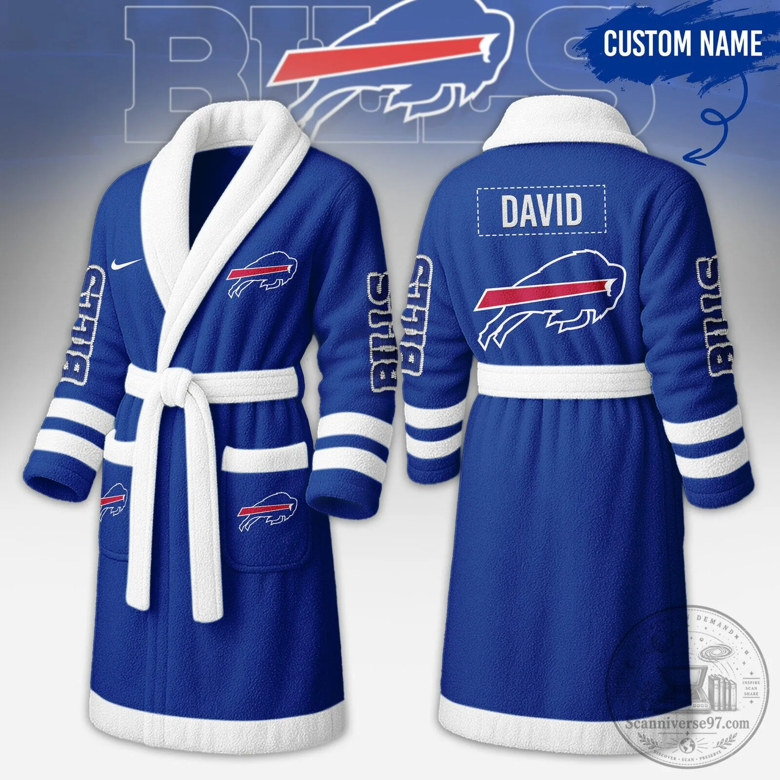 Buffalo Bills National Football League Fleece Bathrobe with Custom Name