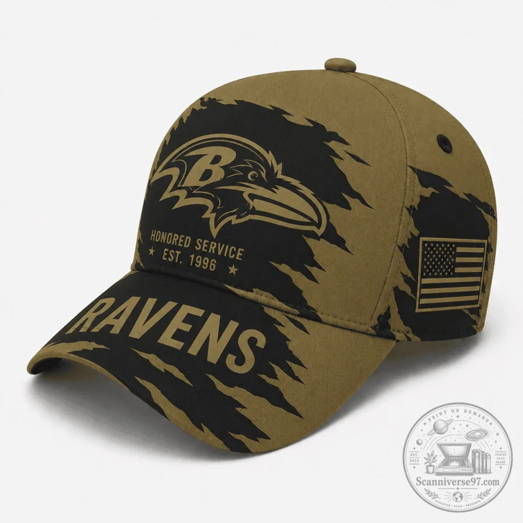 Baltimore Ravens Honored Service Military Style Cap Hat Baltimore Ravens Honored Service Military Style Cap Hat