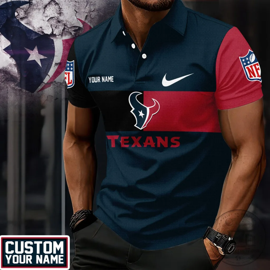 Houston Texans NFL Fan Gift Polo Shirt - Custom Name Football Apparel for Men Houston Texans NFL Fan Gift Polo Shirt - Custom Name Football Apparel for Men