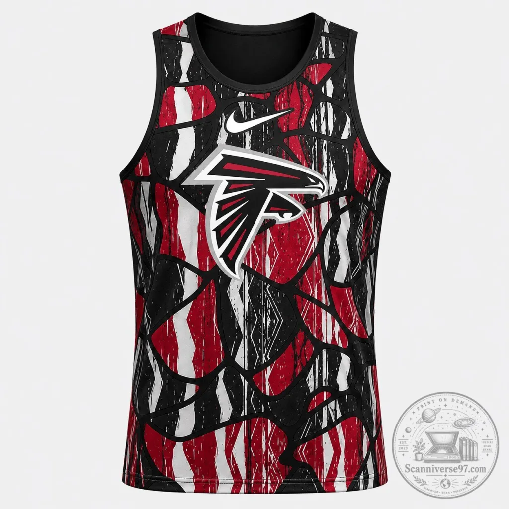 Atlanta Falcons NFL Football Team Black Red White Patterned Men's Tank Top Atlanta Falcons NFL Football Team Black Red White Patterned Men's Tank Top