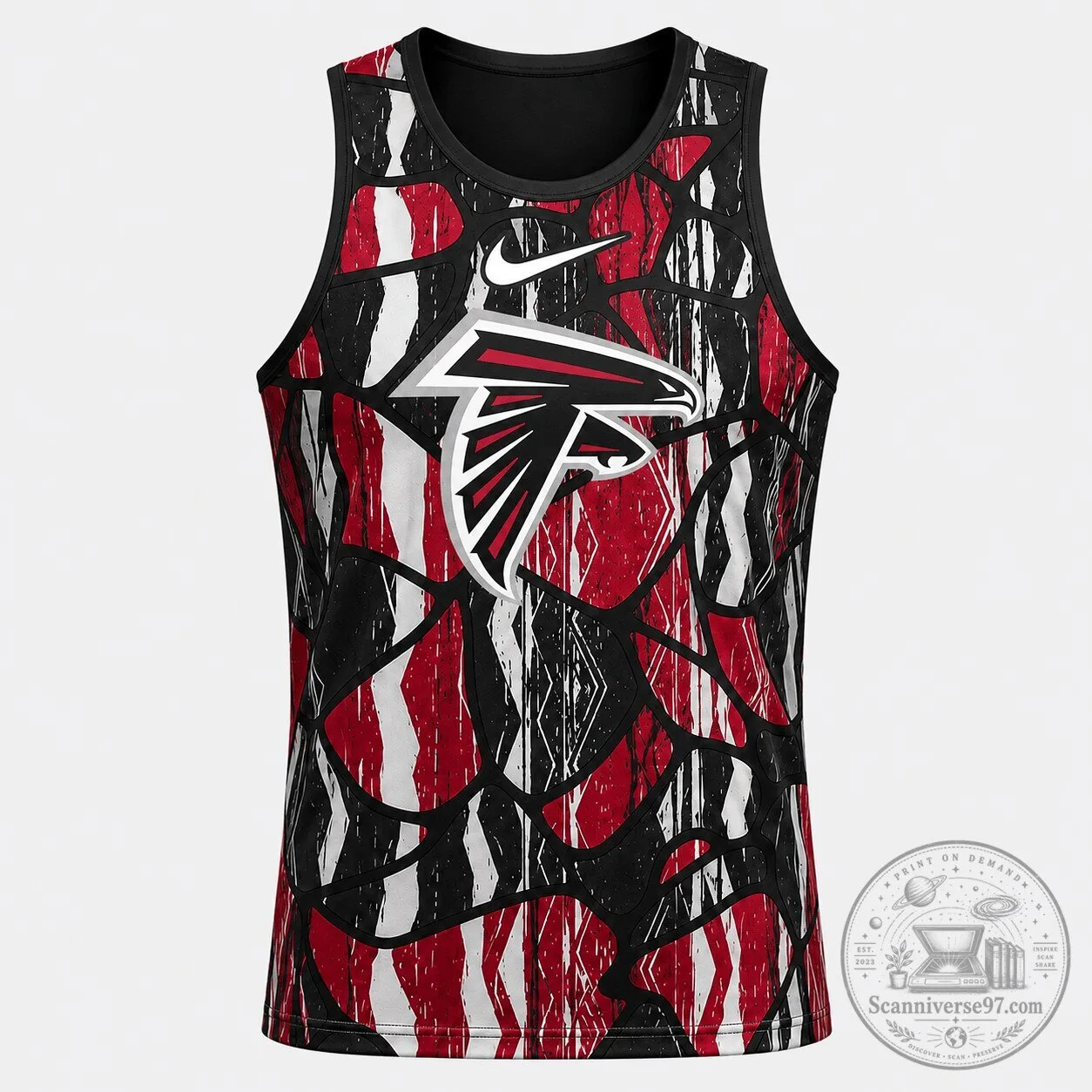 Atlanta Falcons NFL Football Team Black Red White Patterned Men's Tank Top