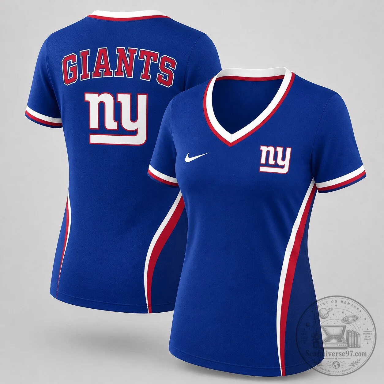 New York Giants NFL Football Women's V-Neck Performance T-Shirt