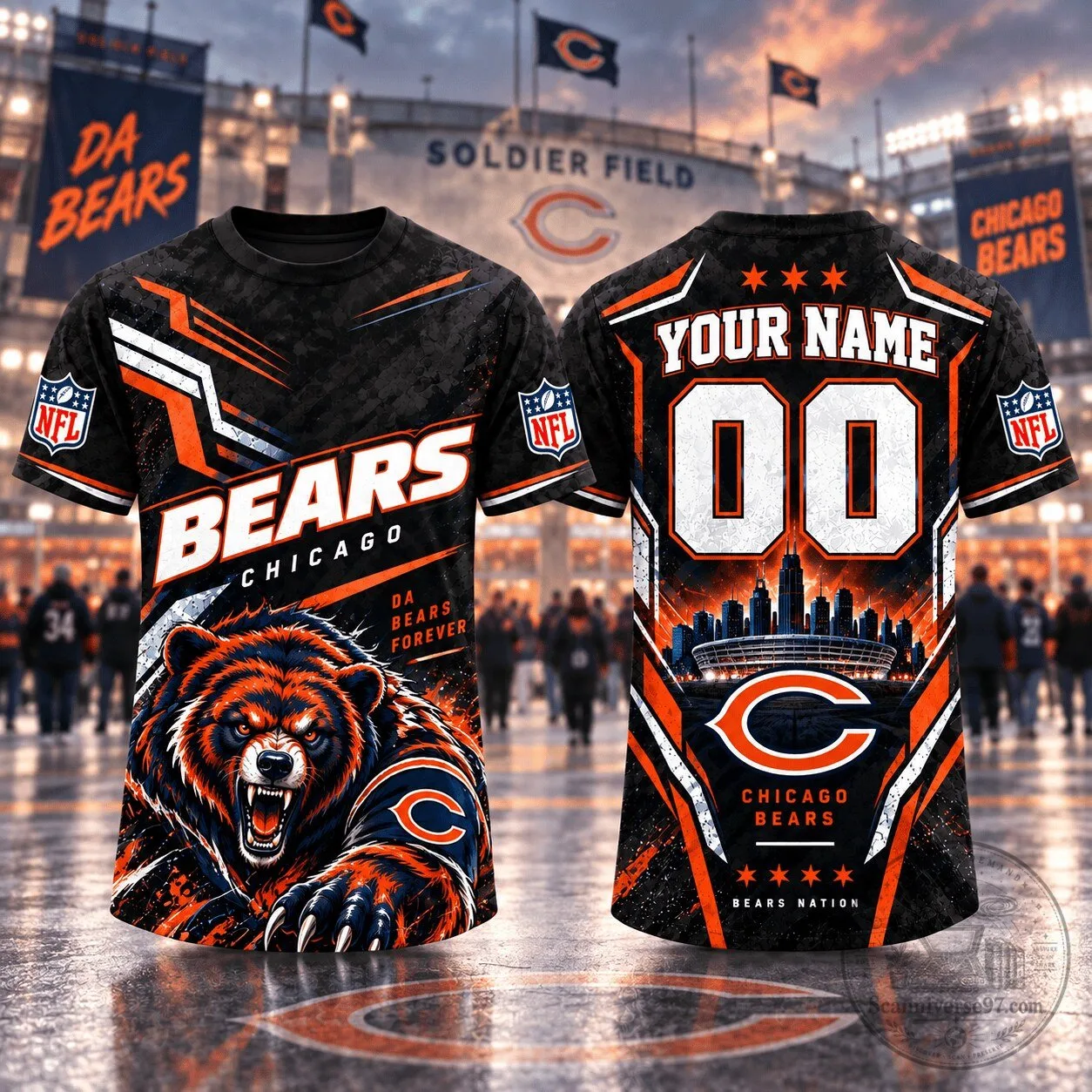 Chicago Bears Shirt Personalized Warrior City 3D Football Fan Apparel
