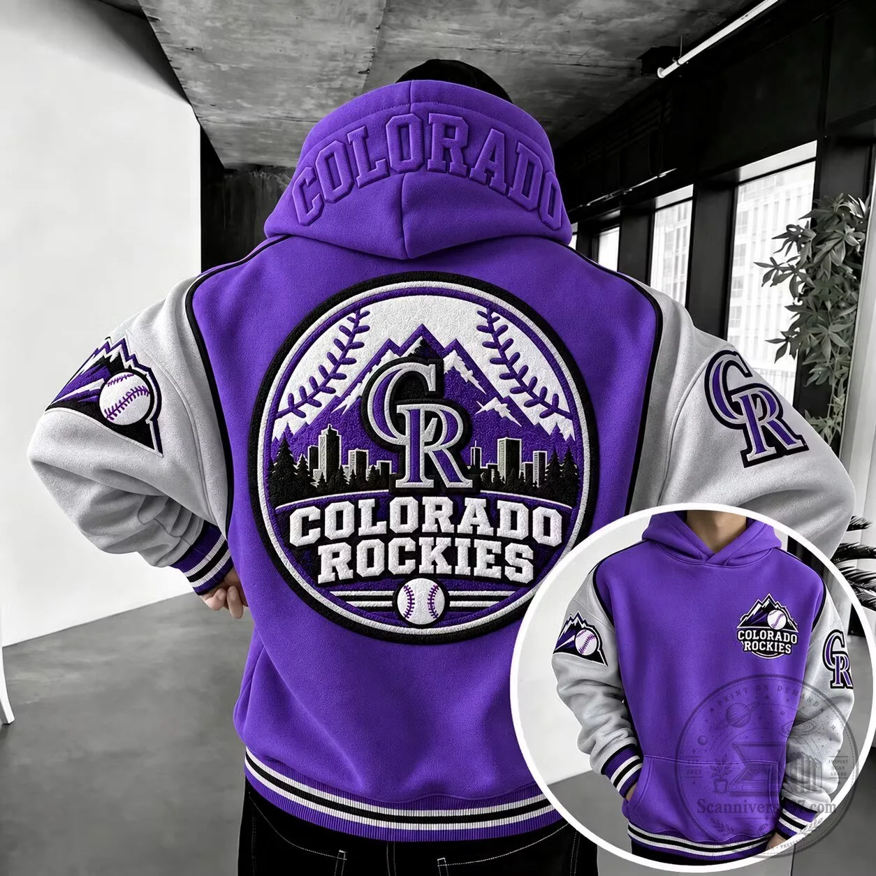 Colorado Rockies Baseball Team Embroidered Logo Purple Hoodie