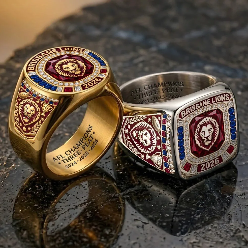 Brisbane Lions AFL Champions Three-Peat 2026 Engraved Commemorative Ring
