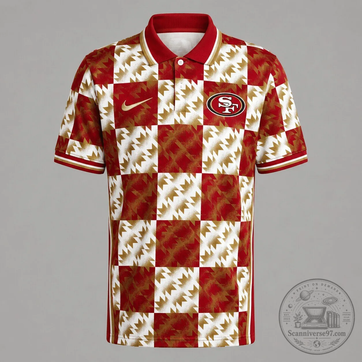 San Francisco 49ers Premium Geometric Pattern Polo Shirt for Men