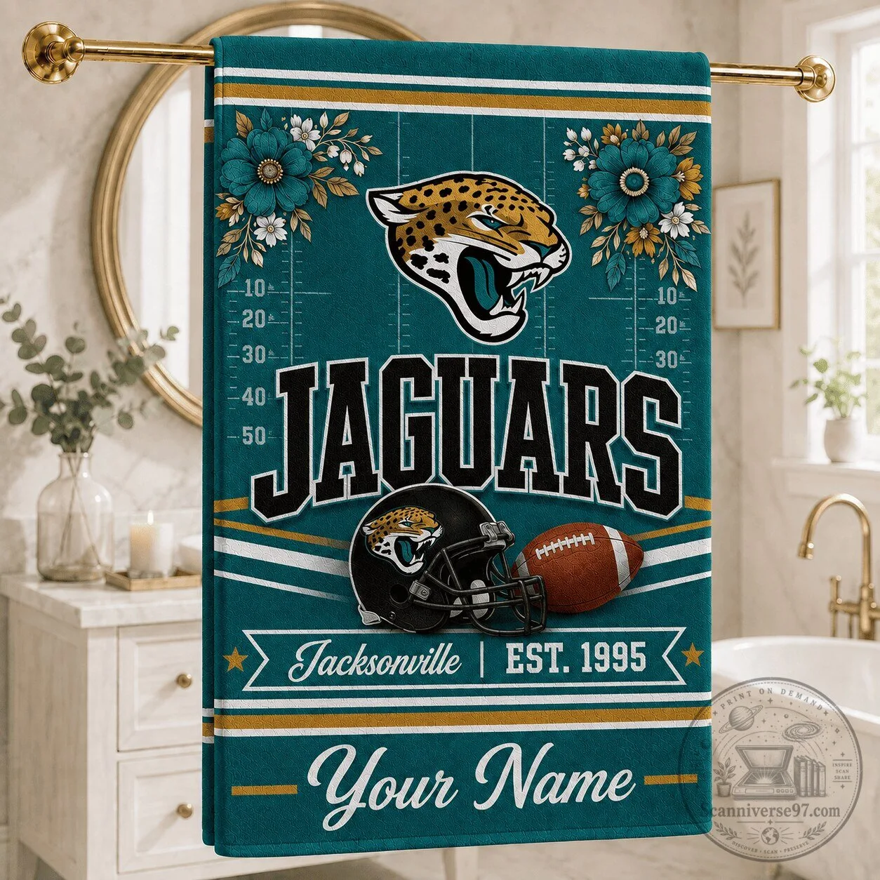 Personalized Bath Towel for Jacksonville Jaguars Football Fans