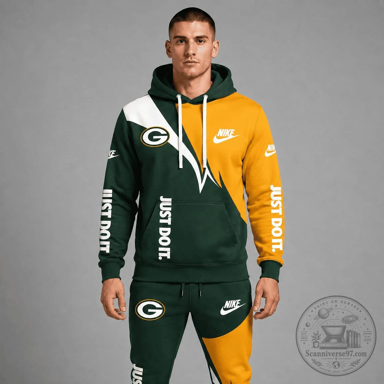 Green Bay Packers Nike Just Do It Split Color Block Hoodie