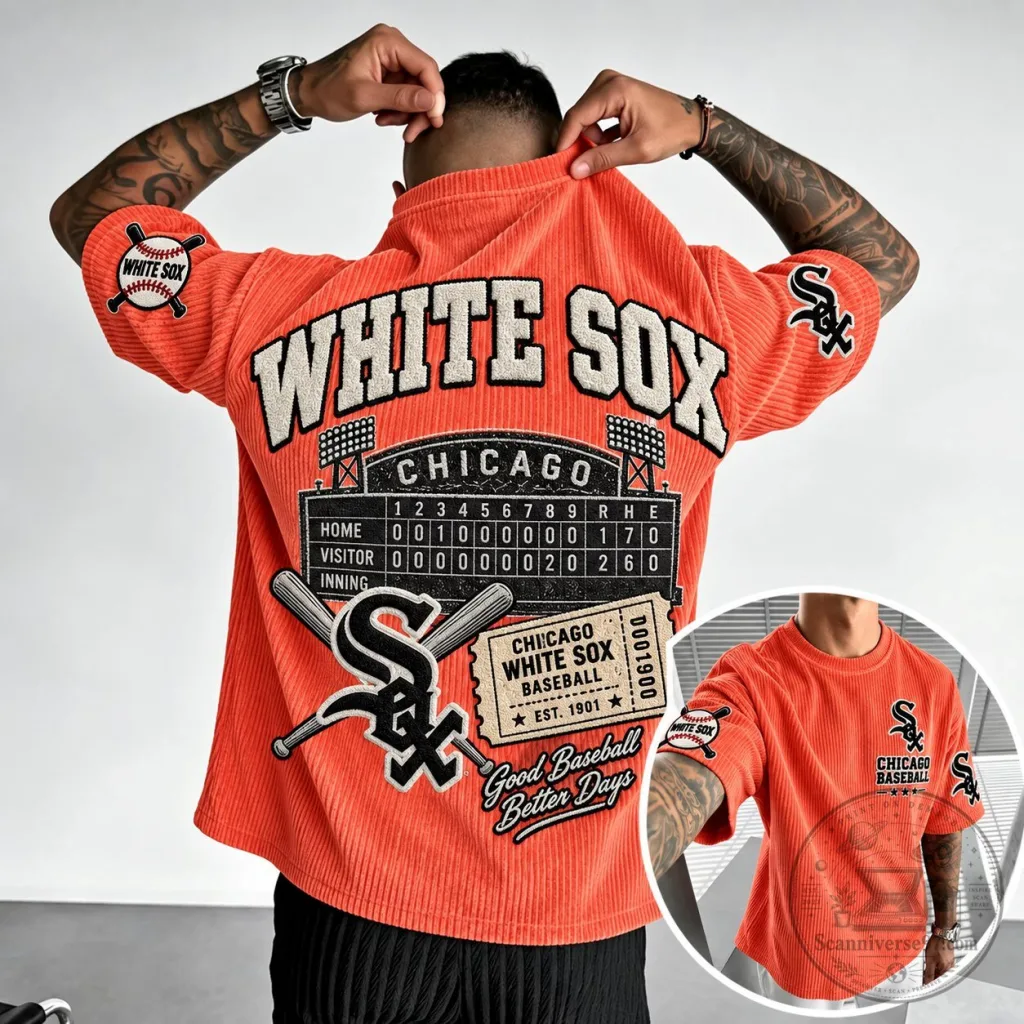 Chicago White Sox Baseball Team Orange Corduroy Short Sleeve T-Shirt 47 Chicago White Sox Baseball Team Orange Corduroy Short Sleeve T-Shirt