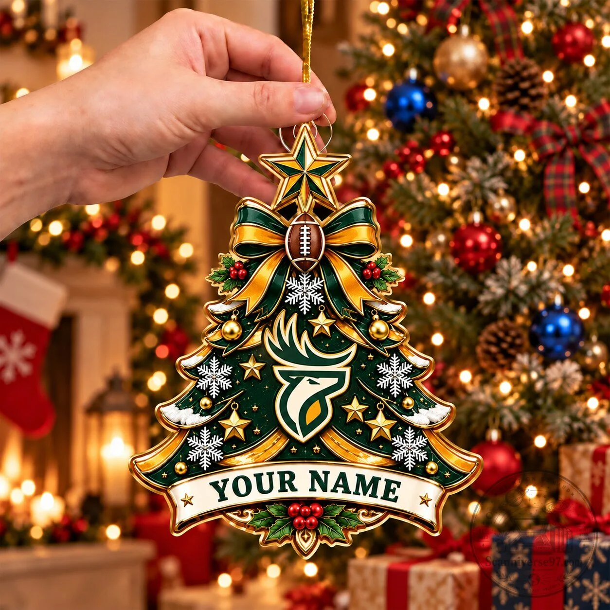 Edmonton Elks Football Team Christmas Tree Custom Name Ornament