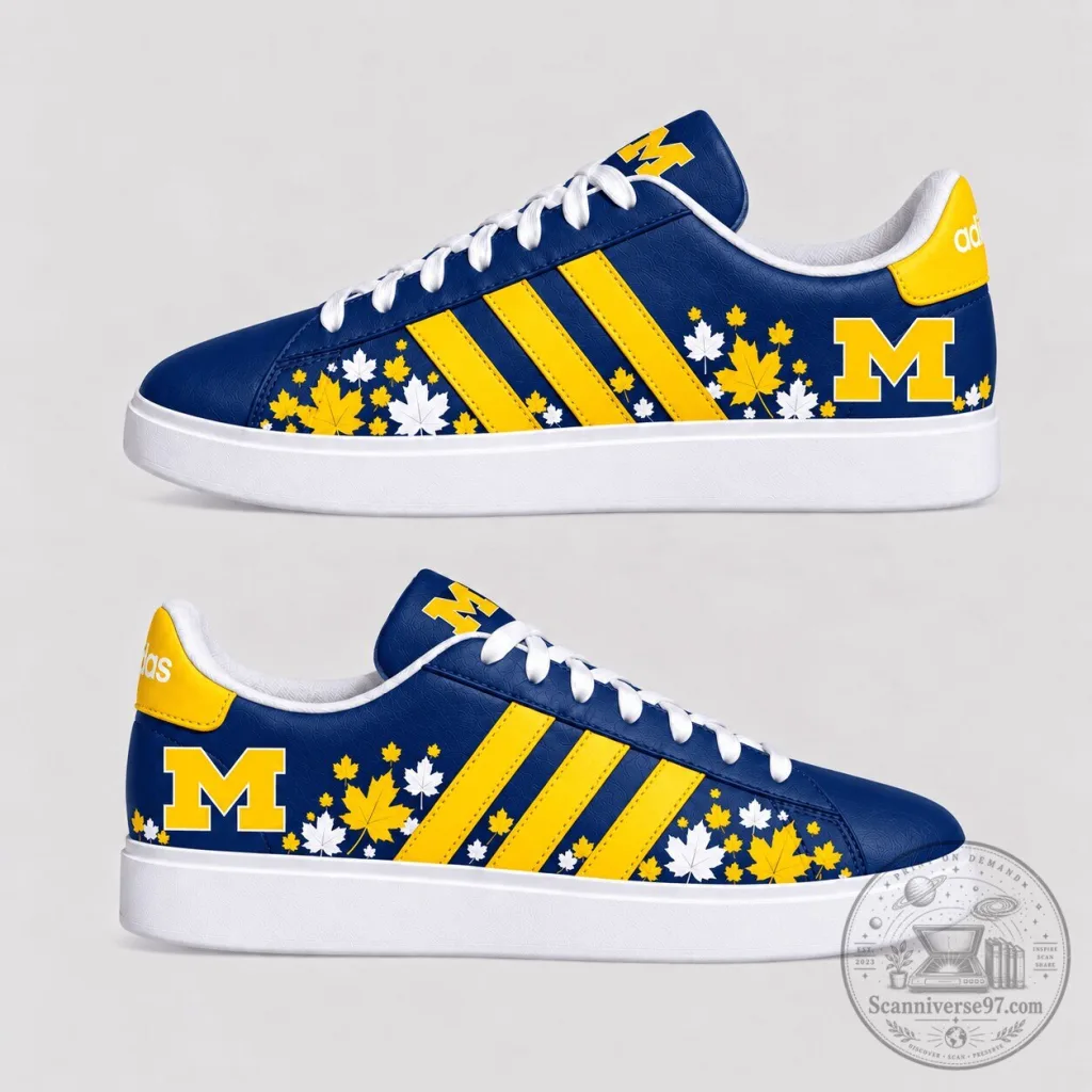 Michigan Wolverines Fall Season Maple Leaf Sneakers Michigan Wolverines Fall Season Maple Leaf Sneakers