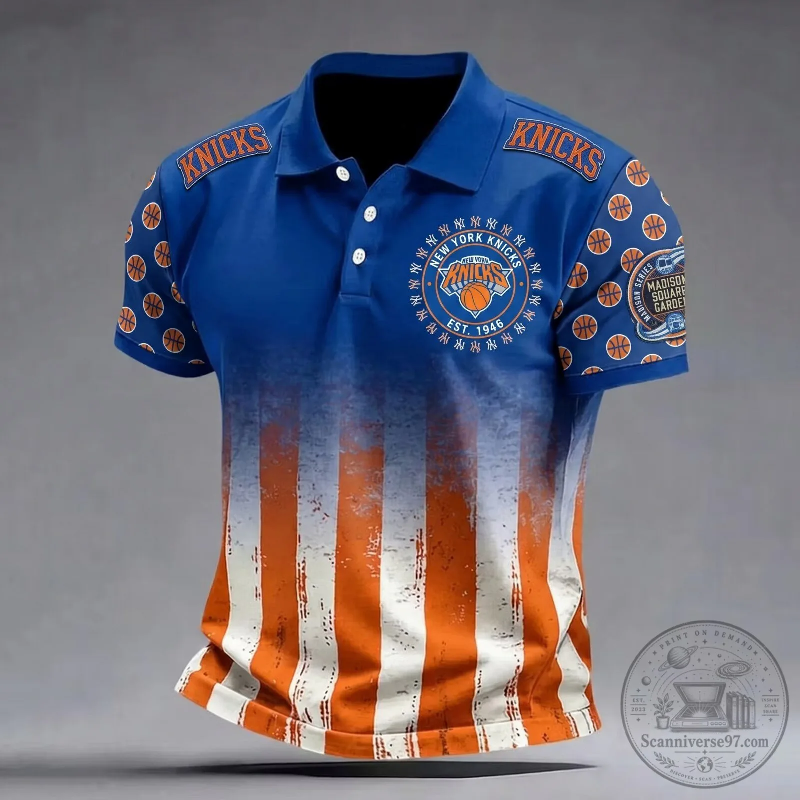 New York Knicks Basketball Fan Polo Shirt for Men, Madison Square Garden Series