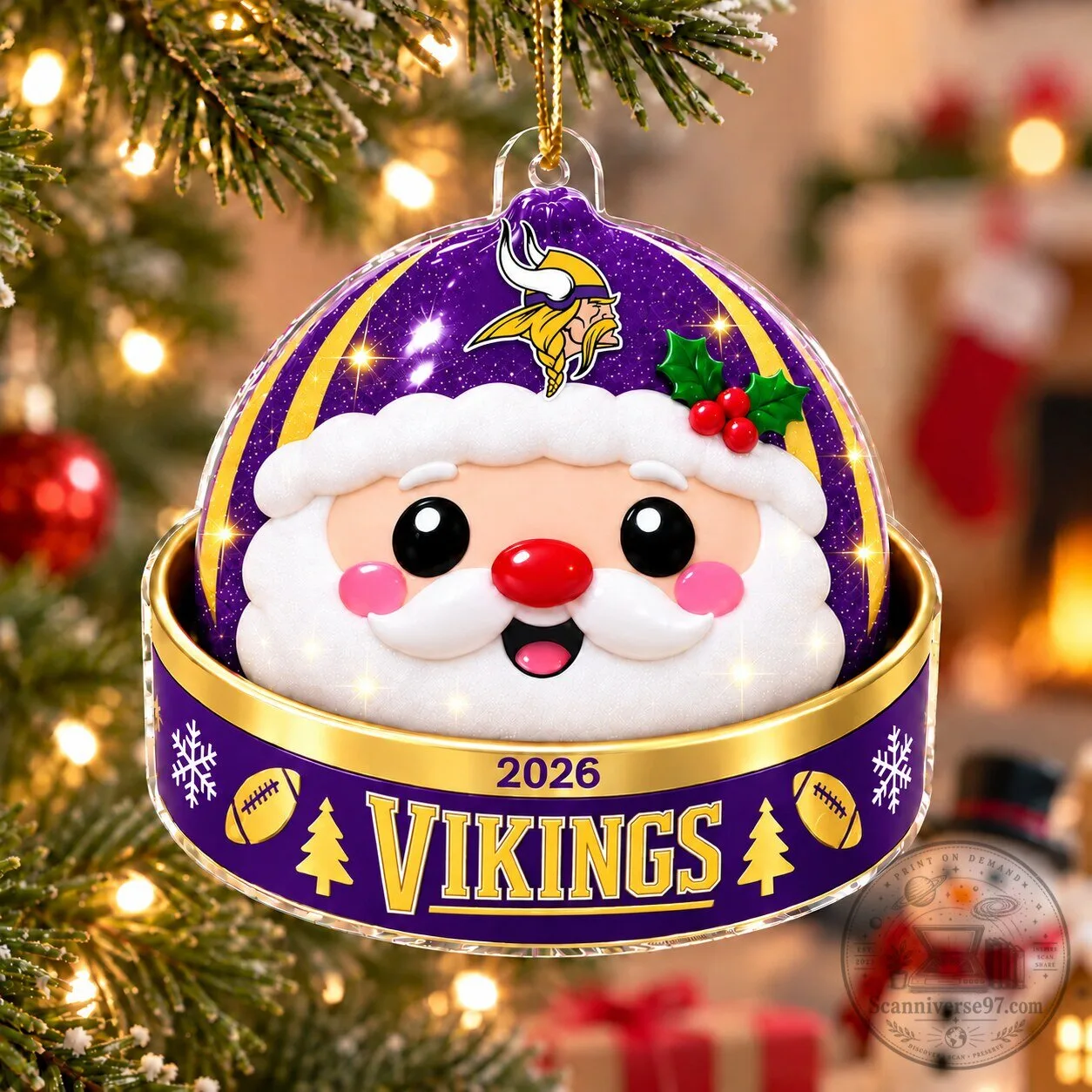 Minnesota Vikings Santa Claus Christmas Tree Ornament