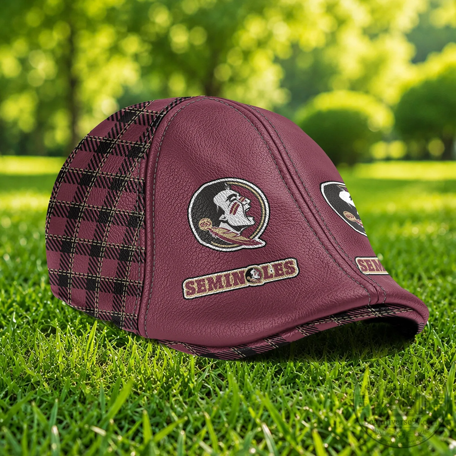 Florida State Seminoles NCAA Custom Name Plaid Leather Ivy Cap Hat 5 Florida State Seminoles NCAA Custom Name Plaid Leather Ivy Cap Hat