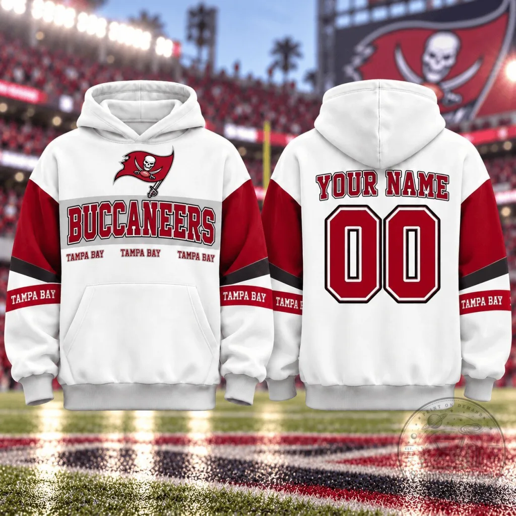 Custom Red and White Hoodie for Tampa Bay Buccaneers Fans Custom Red and White Hoodie for Tampa Bay Buccaneers Fans