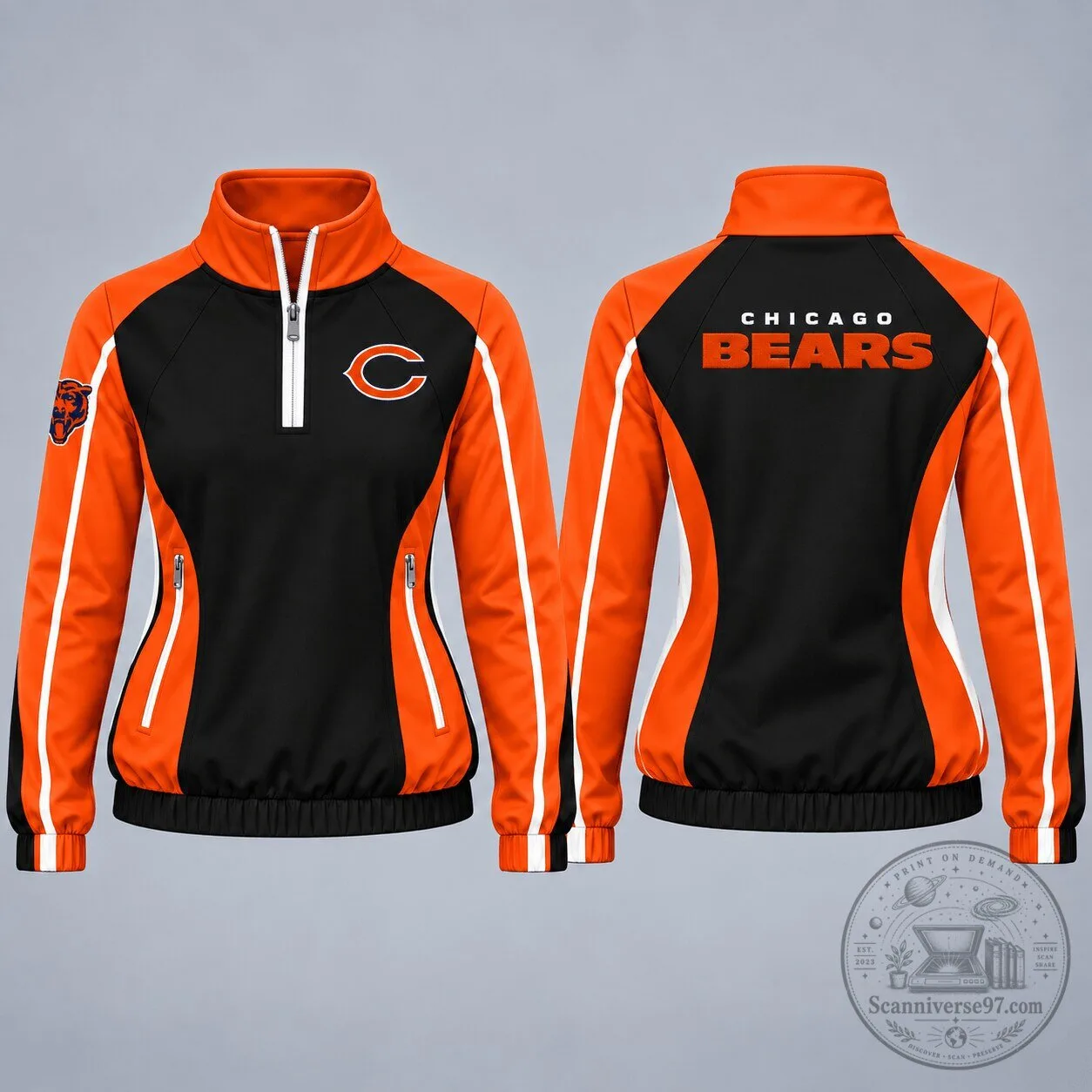 Chicago Bears National Football League Colorblock Quarter-Zip Pullover Jacket