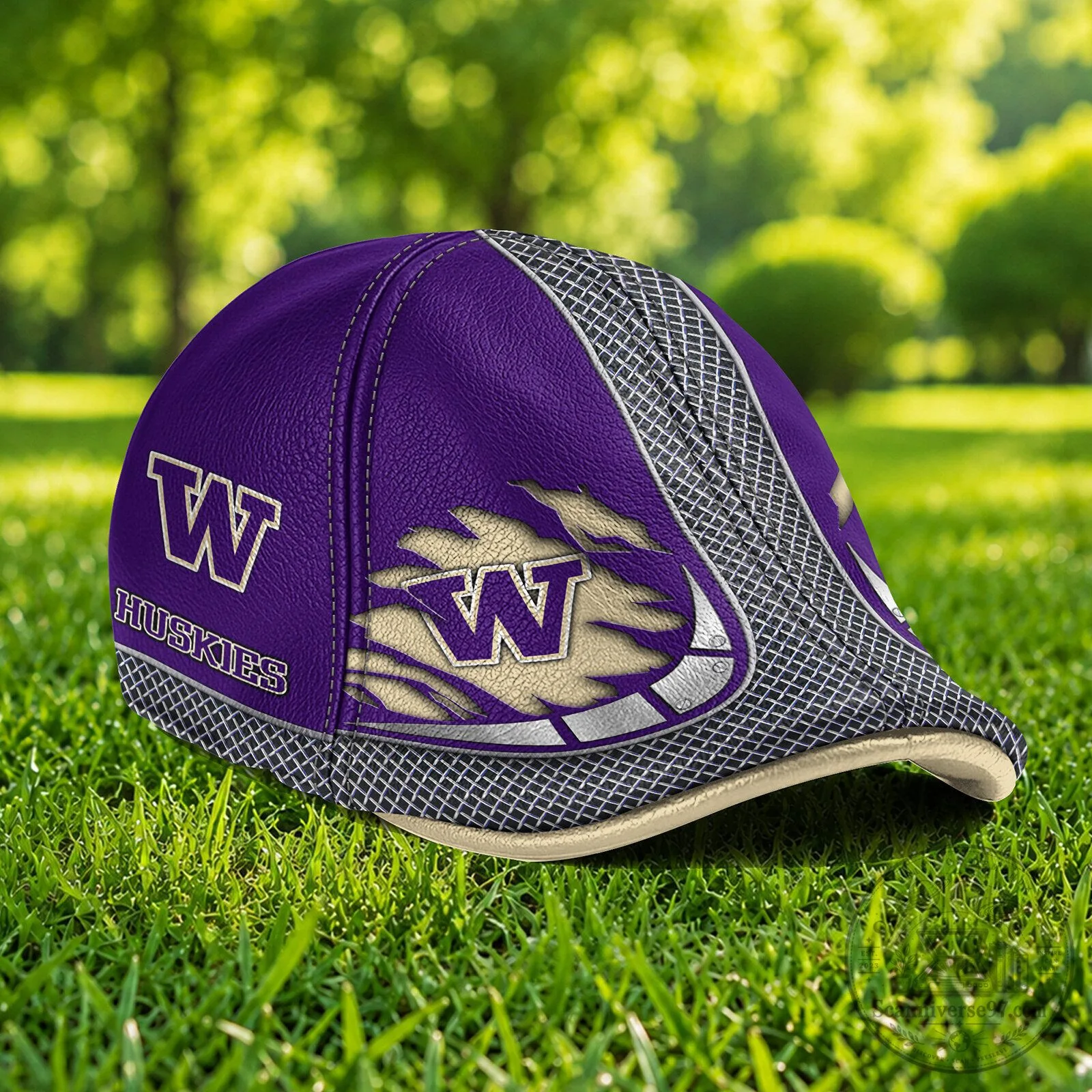 Washington Huskies NCAA Ivy League Flat Cap 5 Washington Huskies NCAA Ivy League Flat Cap