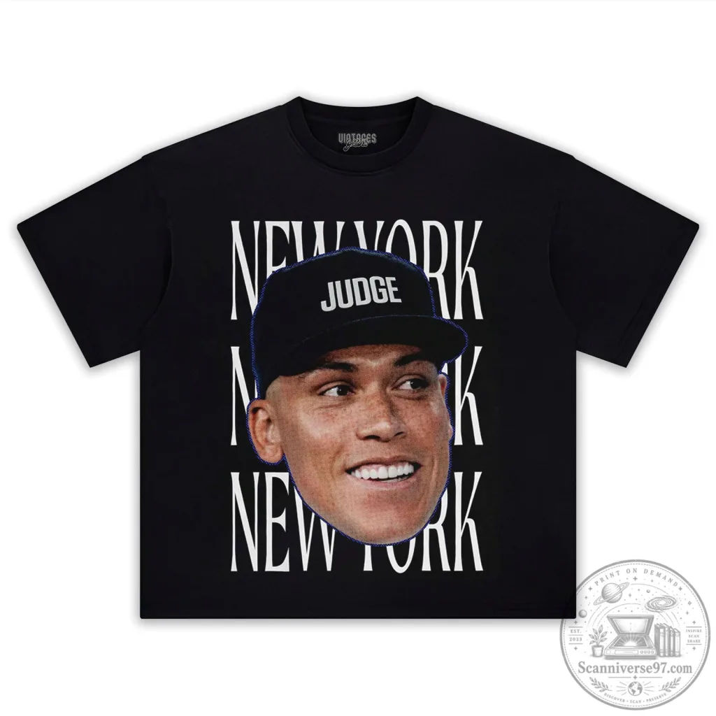 Aaron Judge New York Yankees Baseball Player Portrait Black T-Shirt Aaron Judge New York Yankees Baseball Player Portrait Black T-Shirt