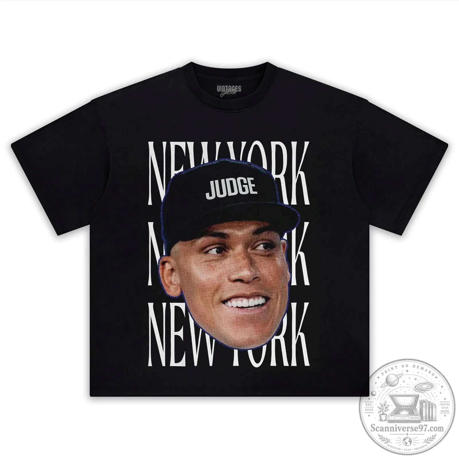 Aaron Judge New York Yankees Baseball Player Portrait Black T-Shirt