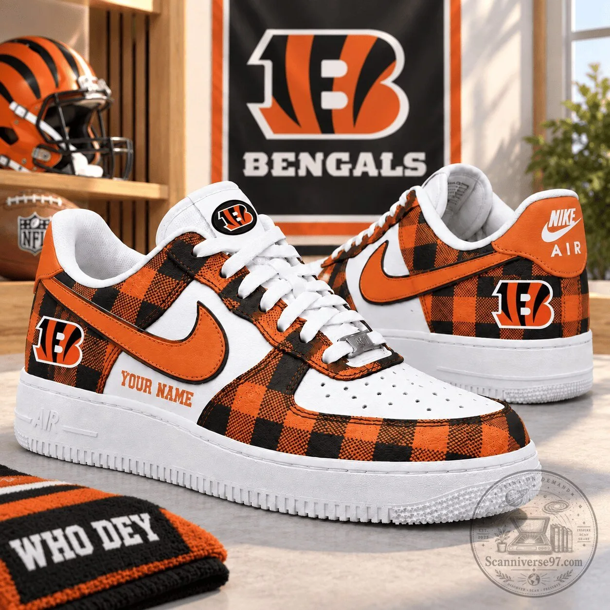 Cincinnati Bengals Personalized Plaid Pattern Low Top Sneakers Shoes