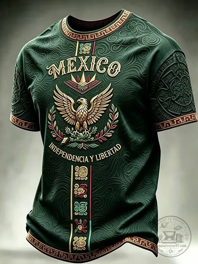 Mexico Independence Day Eagle Emblem Men's T-Shirt
