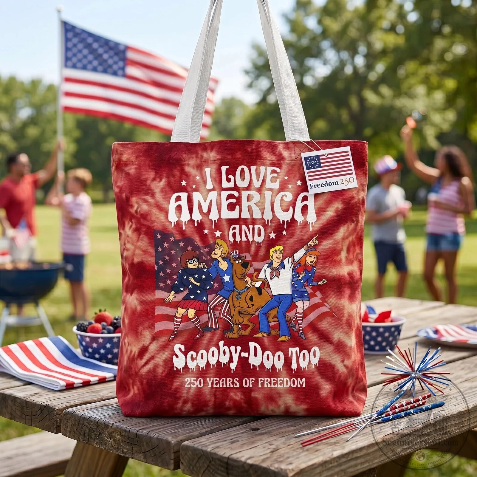 Fourth of July Scooby-Doo I Love America And Scooby-Doo Too Tote Bag