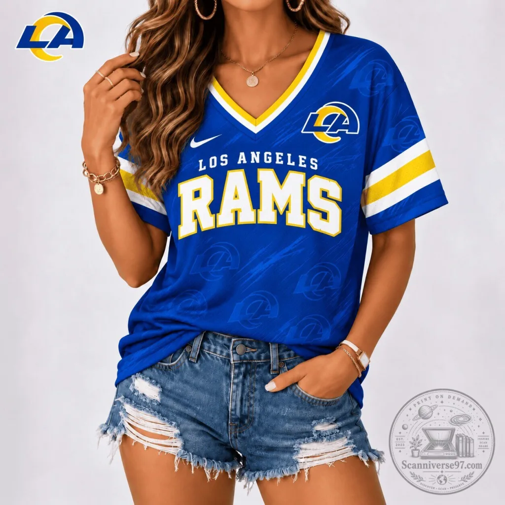 Los Angeles Rams National Football League Team Spirit V-Neck Jersey Los Angeles Rams National Football League Team Spirit V-Neck Jersey