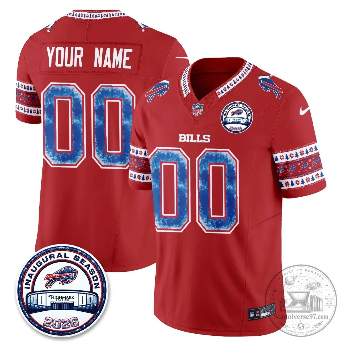 Buffalo Bills Christmas Edition Inaugural Season Football Jersey 6 Buffalo Bills Christmas Edition Inaugural Season Football Jersey