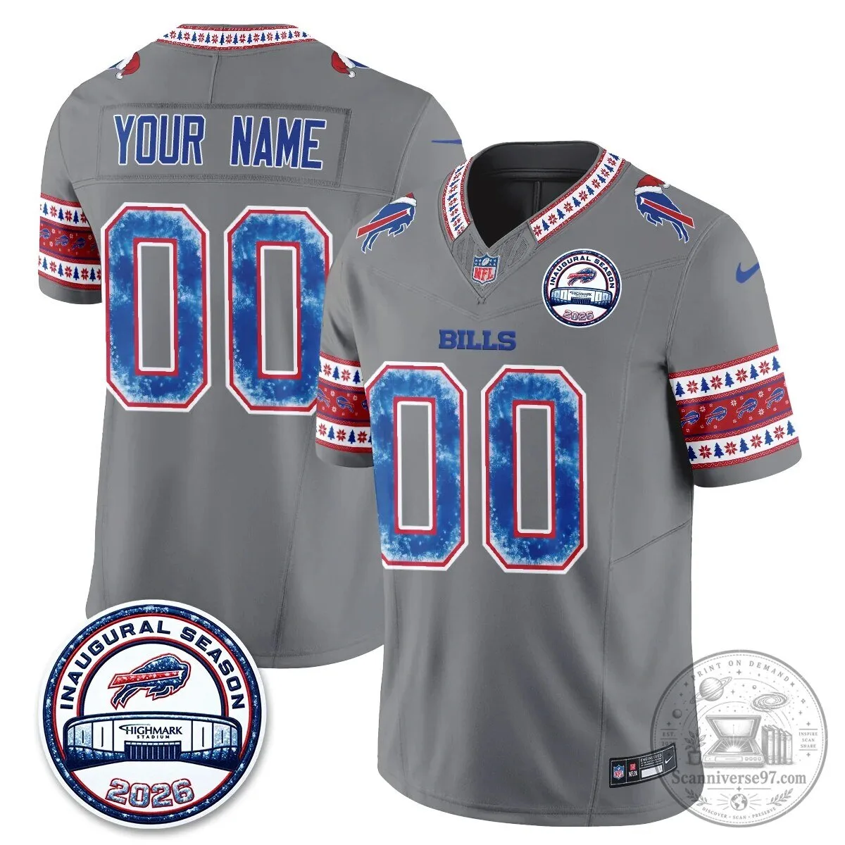 Buffalo Bills Christmas Edition Inaugural Season Football Jersey 7 Buffalo Bills Christmas Edition Inaugural Season Football Jersey