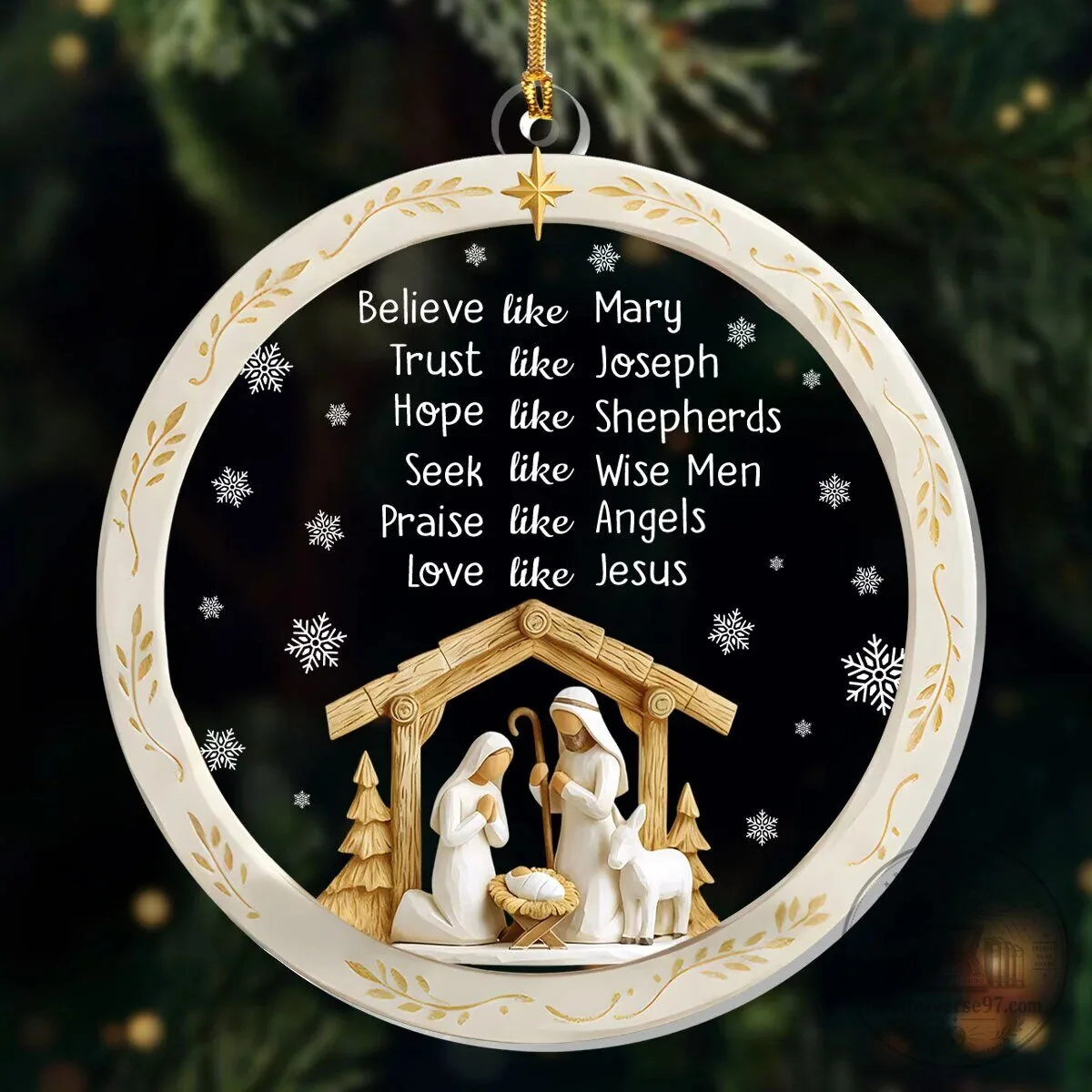 Nativity Scene Believe Like Mary Trust Like Joseph Christmas Ornament